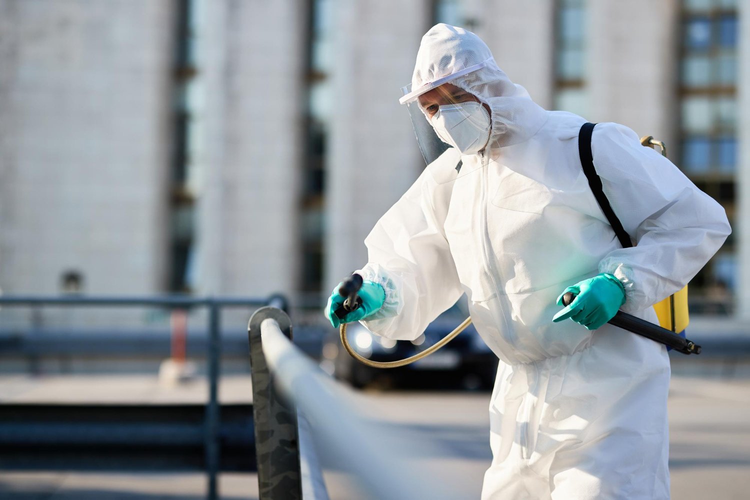 Environmental hygienist testing on rooftop