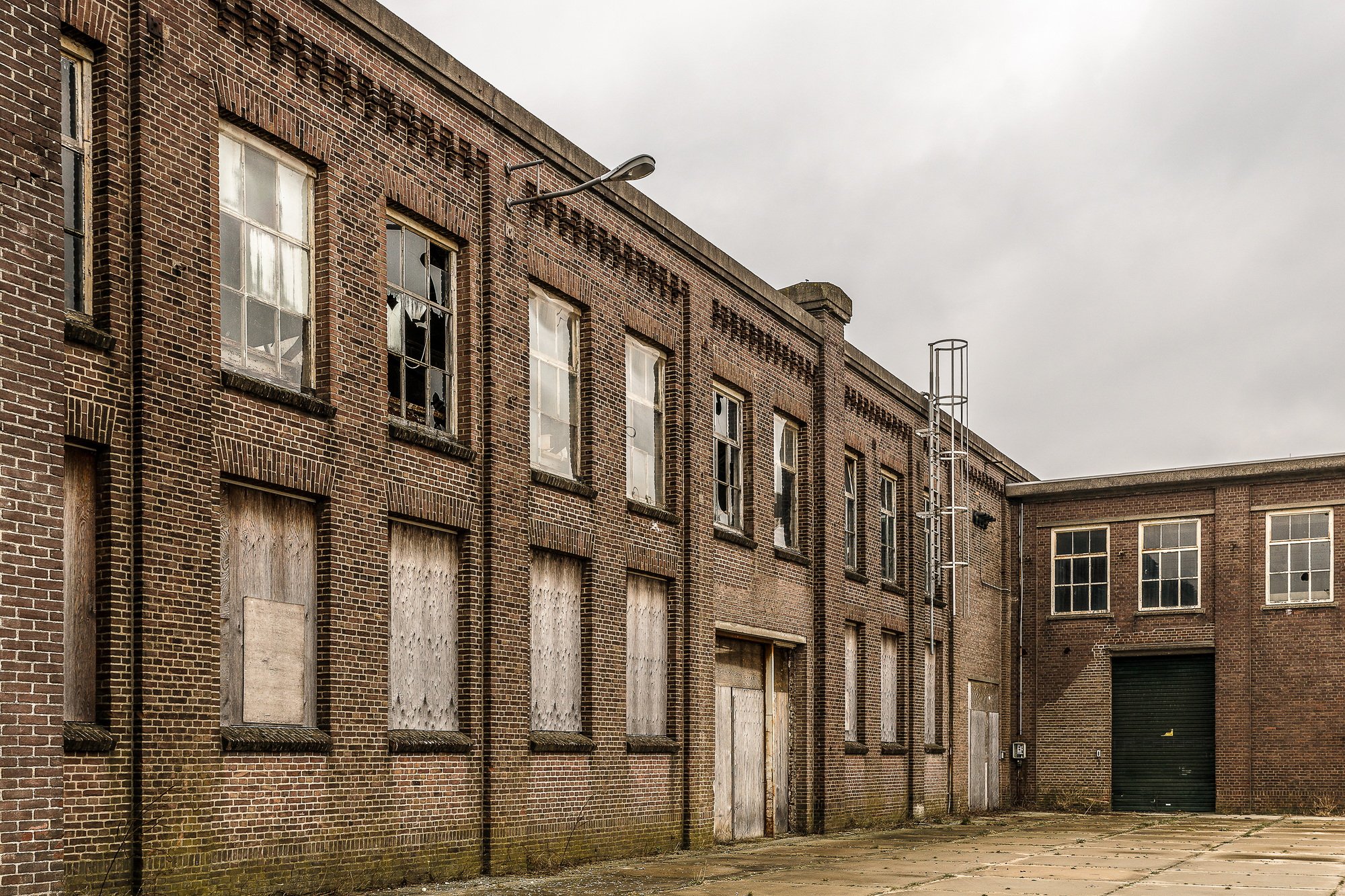Abandoned building with broken windows