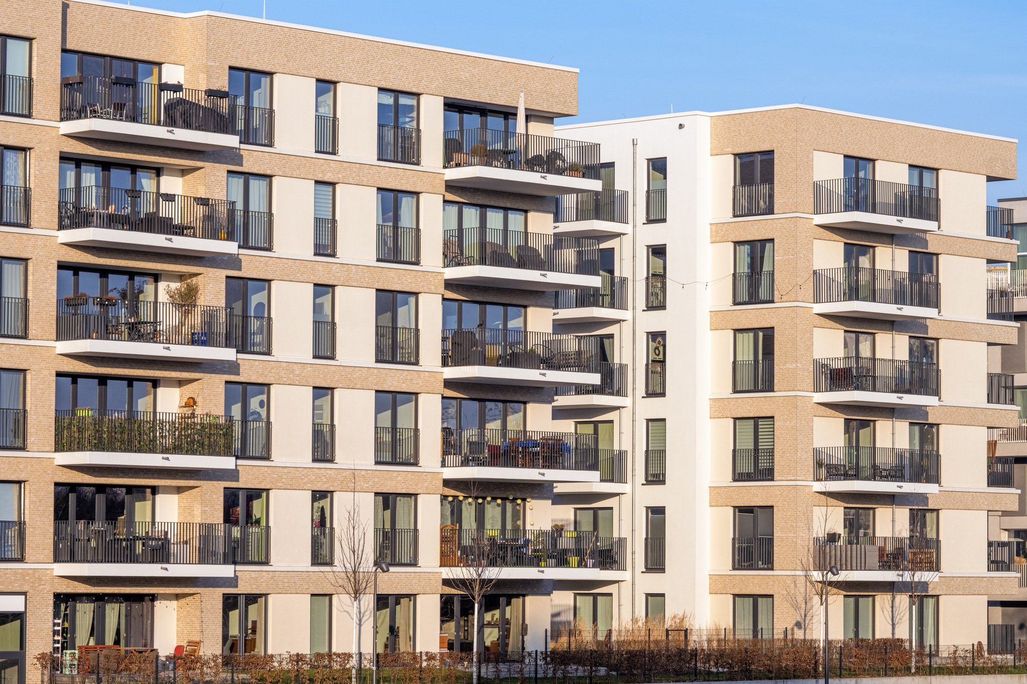 New buildings in a housing development area