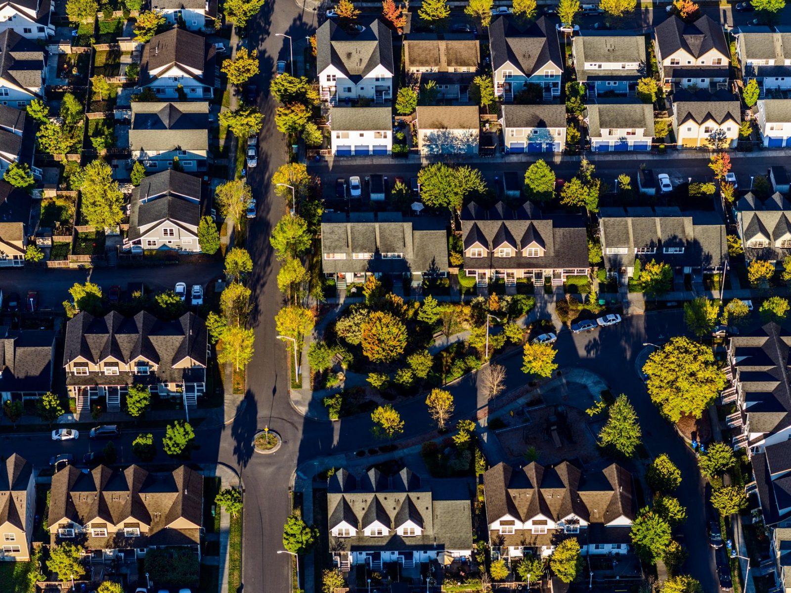 Aerial view of Seattle neighborhood, Washington, United States